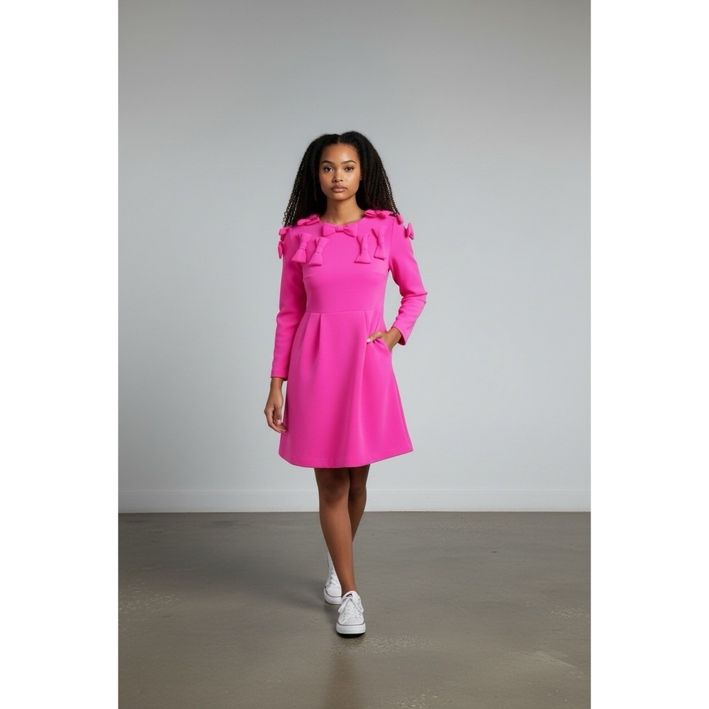 Tuckernuck Bow Dress Womens M Hot Pink Cameron Eubanks Wimberly NWT - Picture 3 of 12